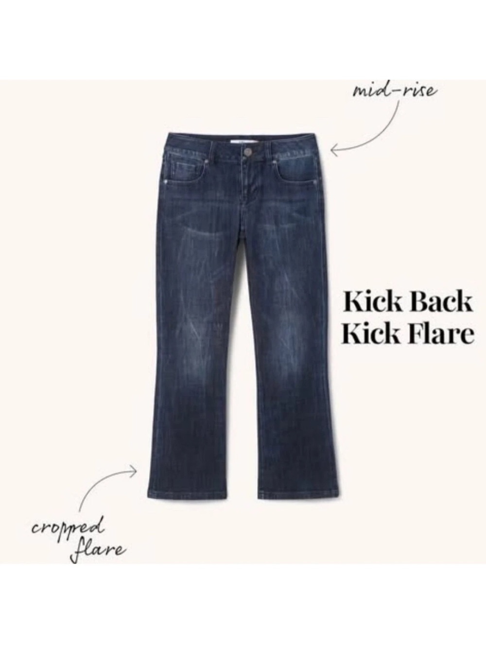 CAbi Dark Blue Kick Back Kick Flare Mid-Rise Jeans